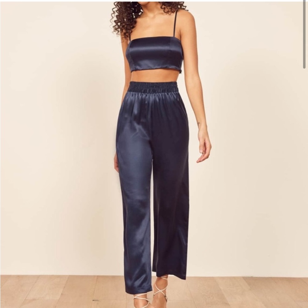 Reformation Samson 100% silk wide leg pants size 0